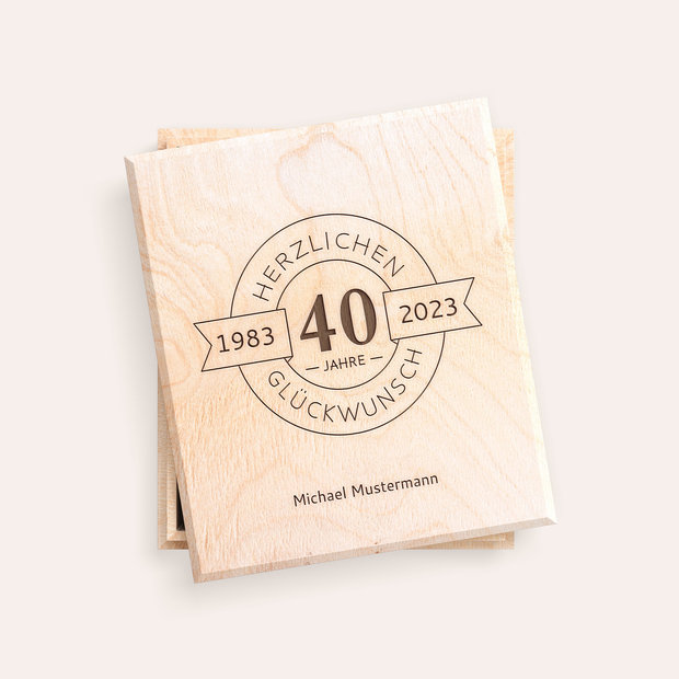 Geschenke zum 40 Geburtstag - Geschenkbox aus Holz - 40