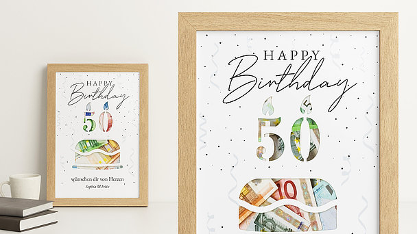 Geschenke zum 50 Geburtstag - Geldgeschenk - 50
