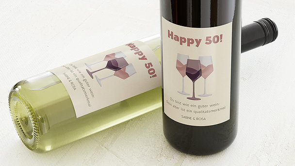 Geschenke zum 50 Geburtstag - Personalisierte Weinetiketten