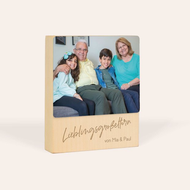 Geschenke für Oma und Opa - Foto-Holzblock „Ihr seid spitze“