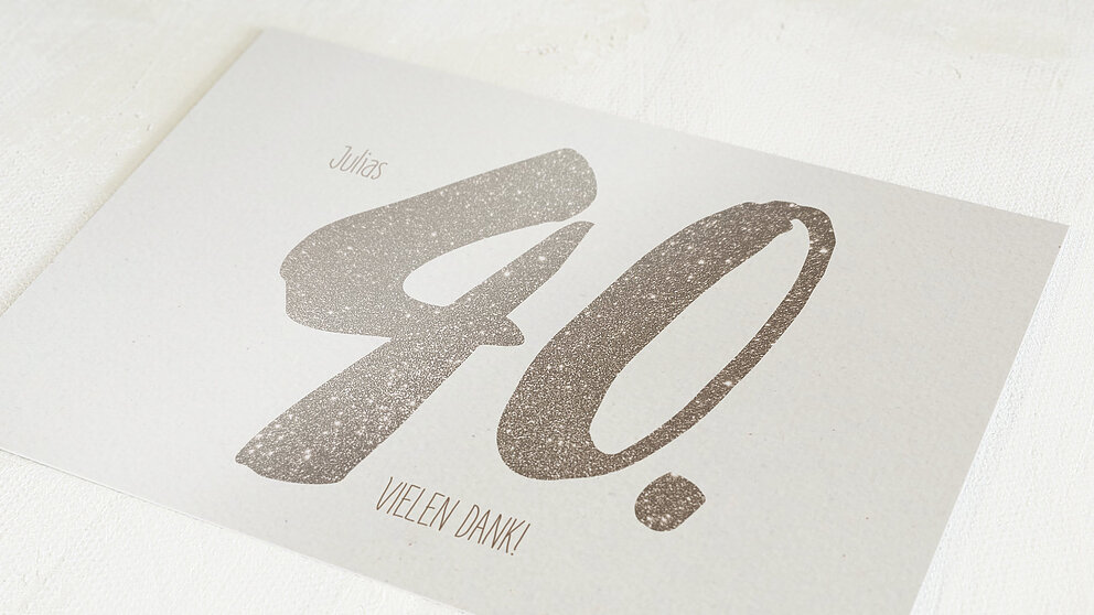 Danksagung Geburtstag Goldene Nummer 40 Detail