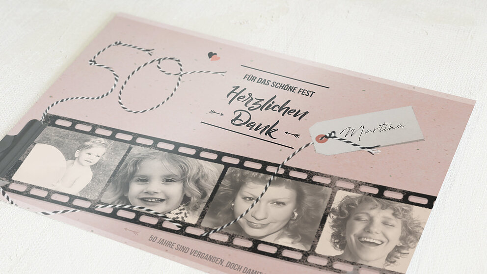 Danksagung Geburtstag Filmstreifen 50 Detail