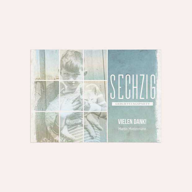 Danksagung Geburtstag - Vintage Grid 60