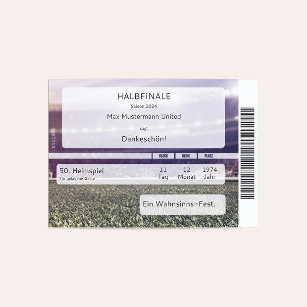 Danksagung Geburtstag - Stadionticket