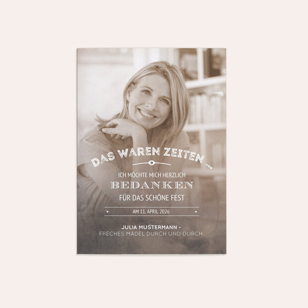 Danksagung Geburtstag - Alte Zeiten 40