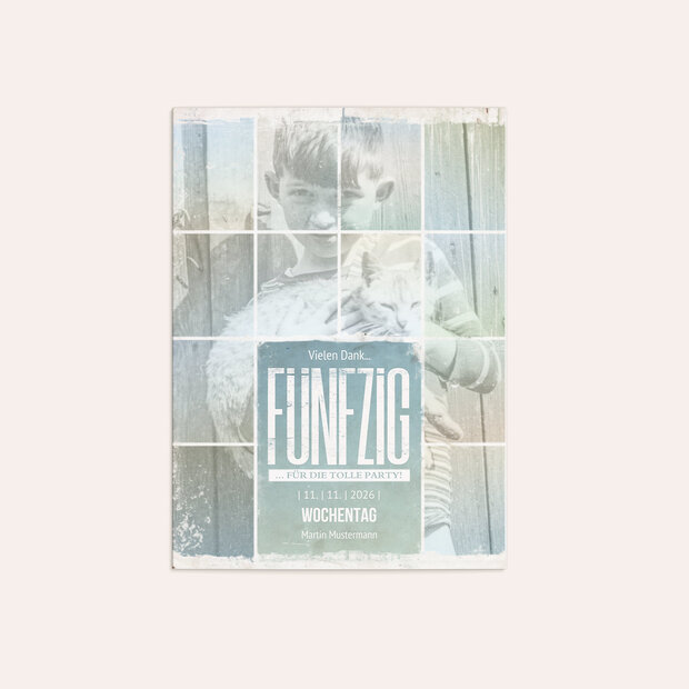 Danksagung Geburtstag - Vintage Grid