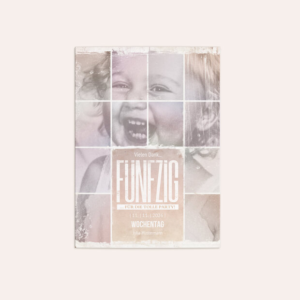 Danksagung Geburtstag - Vintage Grid