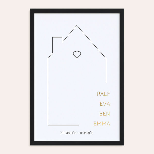 Geschenke für Mama - Wandbild mit Koordinaten und Namen