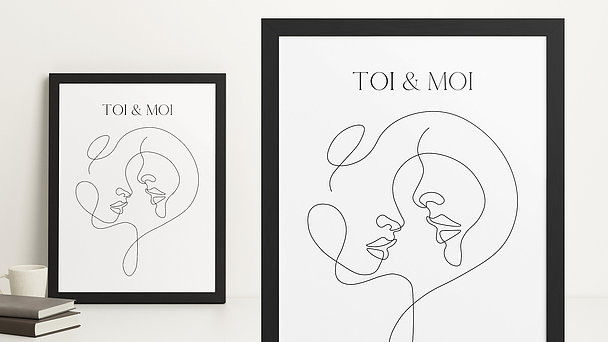 Geschenke für Paare - Personalisiertes Poster - Mono Line Liebe
