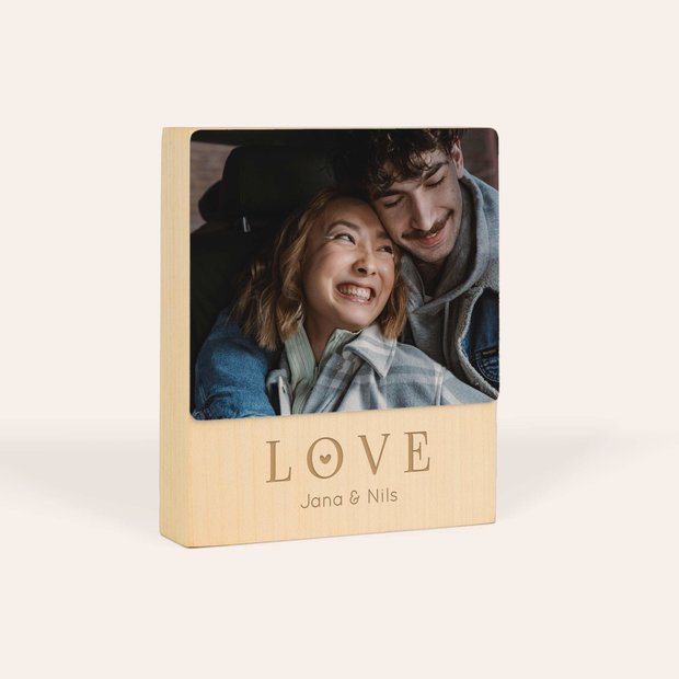 Geschenke zum Nikolaus - Foto-Holzblock „Liebe ist alles“