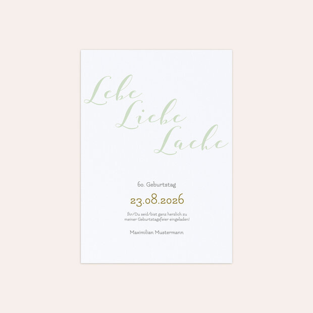 Einladungskarten Geburtstag - Lebe, liebe, lache