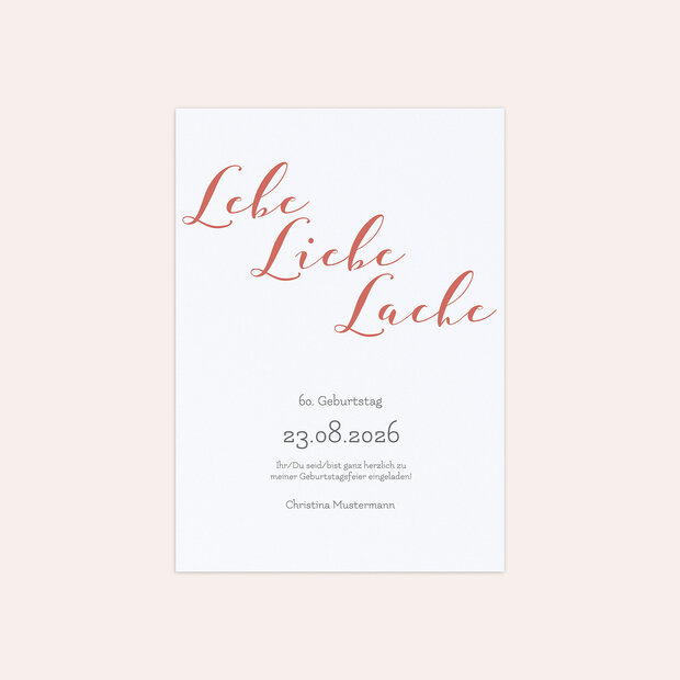 Einladungskarten Geburtstag - Lebe, liebe, lache