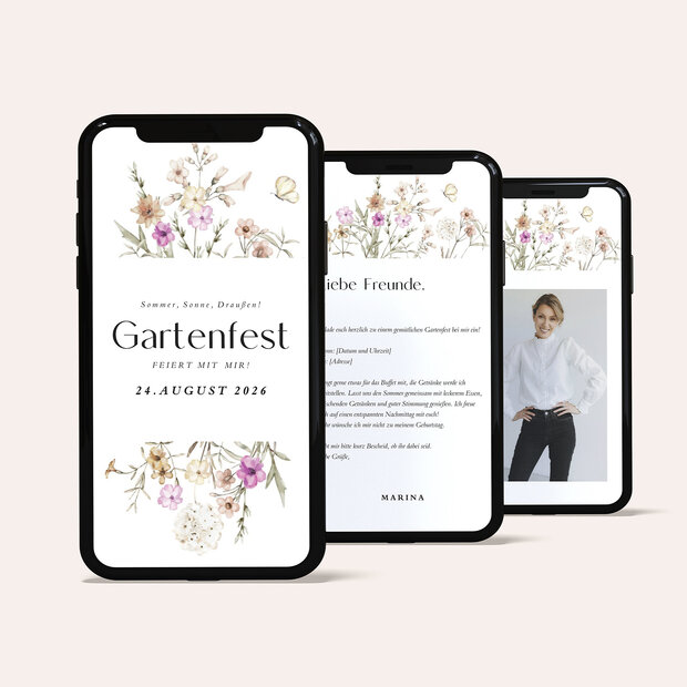 Einladungskarten Geburtstag - Flowery