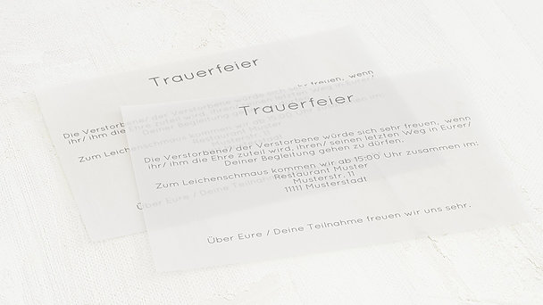 Einlegeblätter für Trauerkarten - Transparente Einlegeblätter Querformat