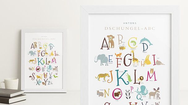 Wandbilder Kinderzimmer - ABC der Tiere