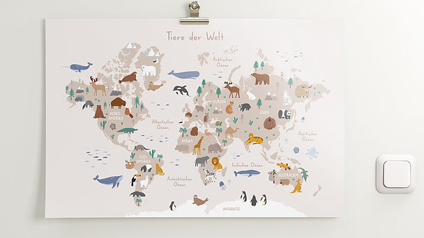 Wandbilder Kinderzimmer - Tiere der Welt