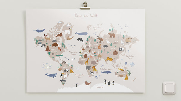 Wandbilder Kinderzimmer - Tiere der Welt