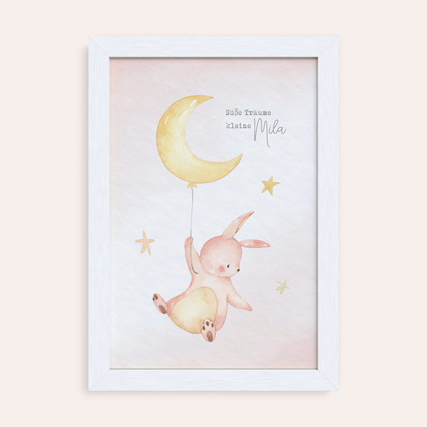 Wandbilder Babyzimmer - Hase reist zum Mond