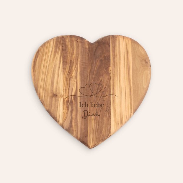 Geschenke zum Valentinstag - Herzbrett Olivenholz “Unendlich verliebt”