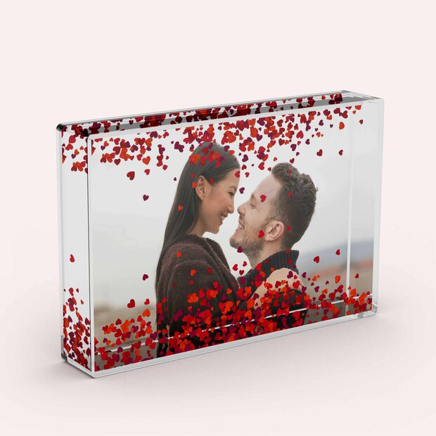 Geschenke mit eigenem Foto - Schüttelrahmen Herzen 