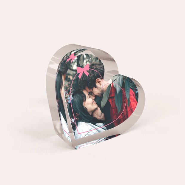 Geschenke zum Valentinstag - Acrylblock Herz “Herzspur”