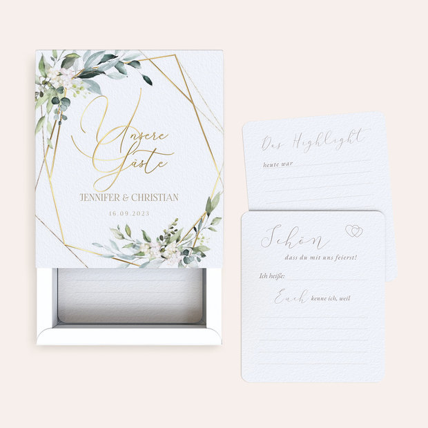 Gästebuchkarten Hochzeit - Gästebuchkarten in Papierbox “Blumengrüße”
