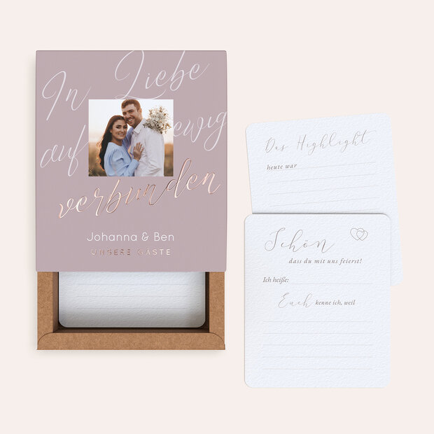 Gästebuchkarten Hochzeit - Gästebuchkarten in Papierbox “Ewig uns”