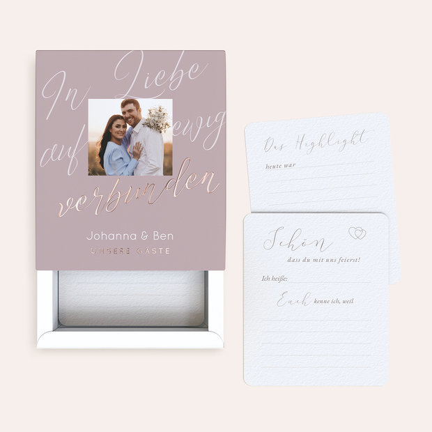 Gästebuchkarten Hochzeit - Gästebuchkarten in Papierbox “Ewig uns”