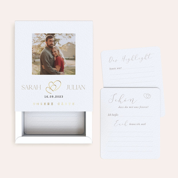 Gästebuchkarten Hochzeit - Gästebuchkarten in Papierbox “Unser Moment”