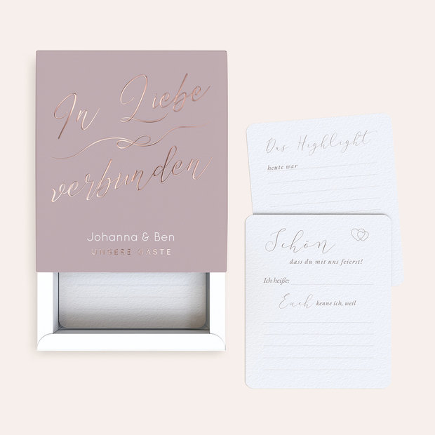 Gästebuchkarten Hochzeit - Gästebuchkarten in Papierbox “Ewig dein”