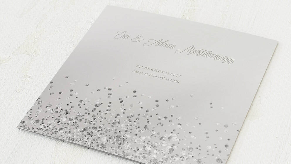 Silberhochzeit Silber Geflitter Detail