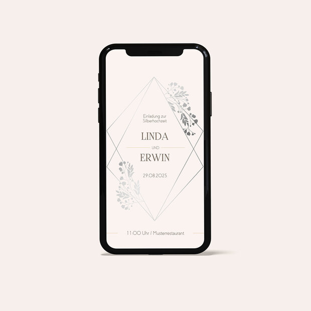 Silberhochzeit - Geblümte Rauten