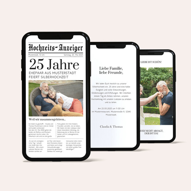 Silberhochzeit - Hochzeits-Anzeiger