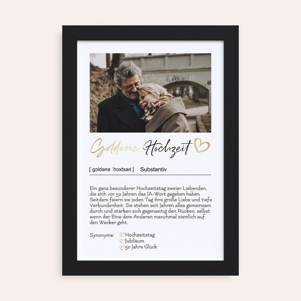 Geschenke Goldene Hochzeit - Wandbild “Definition Goldhochzeit”