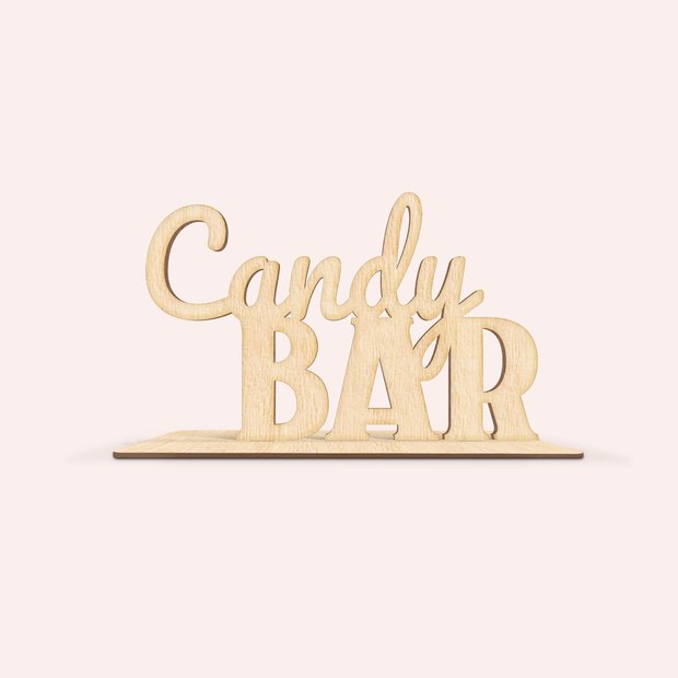 Zubehör - Holz-Schriftzug mit Halterung “Candybar”