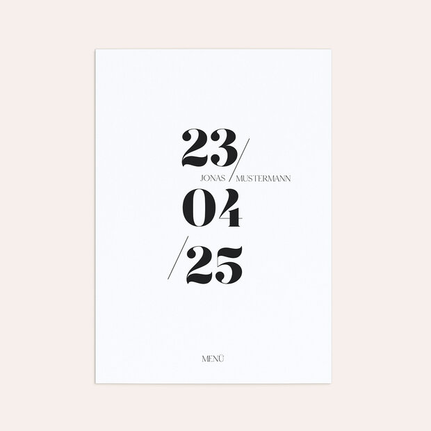 Cartes de menu Confirmation - Diem