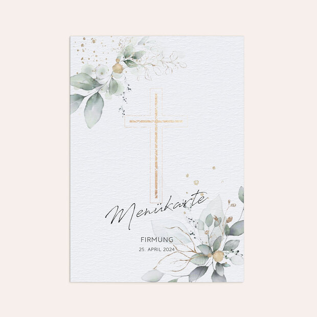 Cartes de menu Confirmation - Umranktes Kreuz