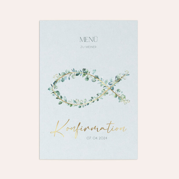Cartes de menu Confirmation - Firmung Karte Fisch