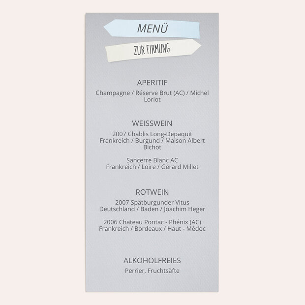 Cartes de menu Confirmation - Wegweiser
