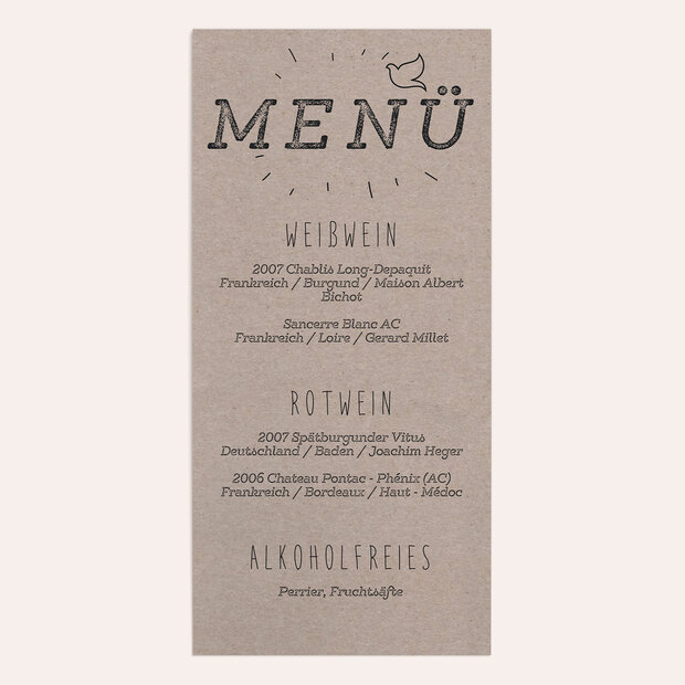 Cartes de menu Confirmation - Freudestrahlen