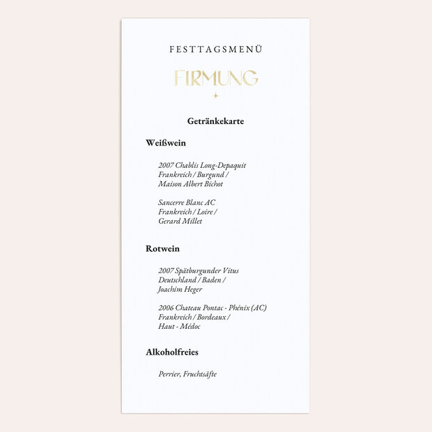 Menükarten Firmung - Great Day Today