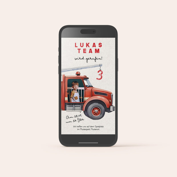 Anniversaire d'enfant Pompiers Tatütata - Digitale Einladungskarte “Feuerwehr Tatütata”