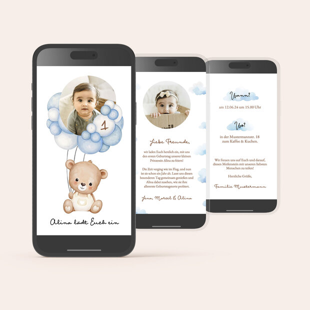Anniversaire d'enfant Ourson magique - Digitale Einladungskarte “Magischer Teddybär”