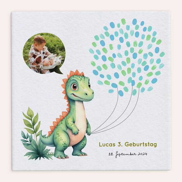 Kindergeburtstag Der Dino ist los - Fingerabdruck-Bild “Der Dino ist los”