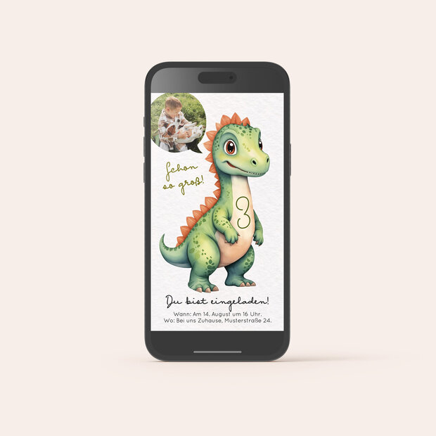 Kindergeburtstag Der Dino ist los - Digitale Einladungskarte “Der Dino ist los”