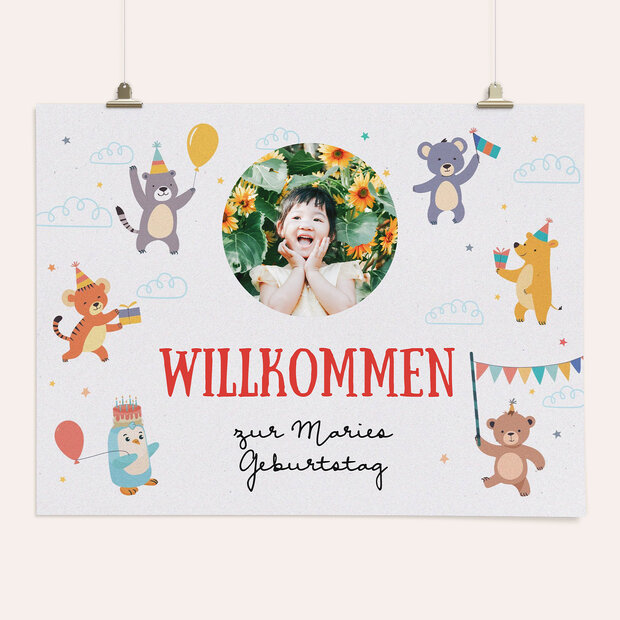 Kindergeburtstag Lustige Zootiere - Willkommensschild “Lustige Zootiere”