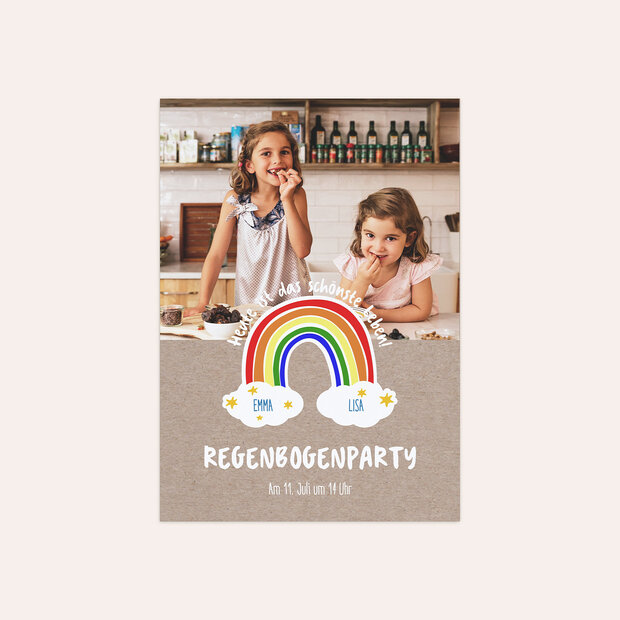 Kindergeburtstag Einladungskarten - Regenbogenparty