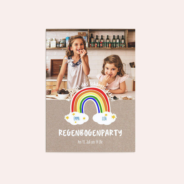 Kindergeburtstag Einladungskarten - Regenbogenparty