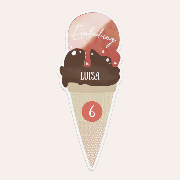 Kindergeburtstag Einladungskarten - Eis in der Waffel