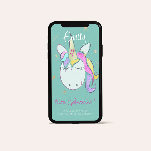 Kindergeburtstag Einladungskarten - Mein Einhorn